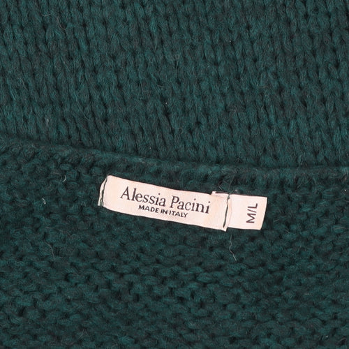 Alessia Pacini Women Green Chunky Knit V-Neck Pullover Jumper M