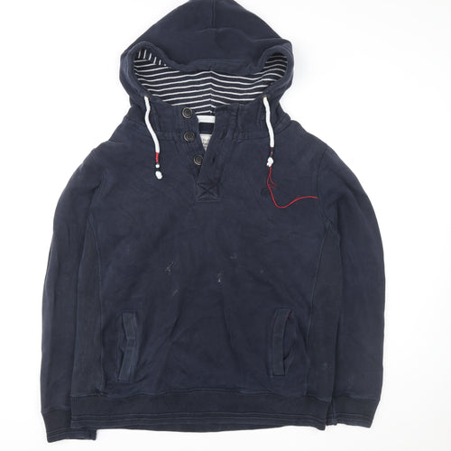 FatFace Navy Cotton Henley Hoodie XL Unisex Adults Casual Hooded Sweatshirt