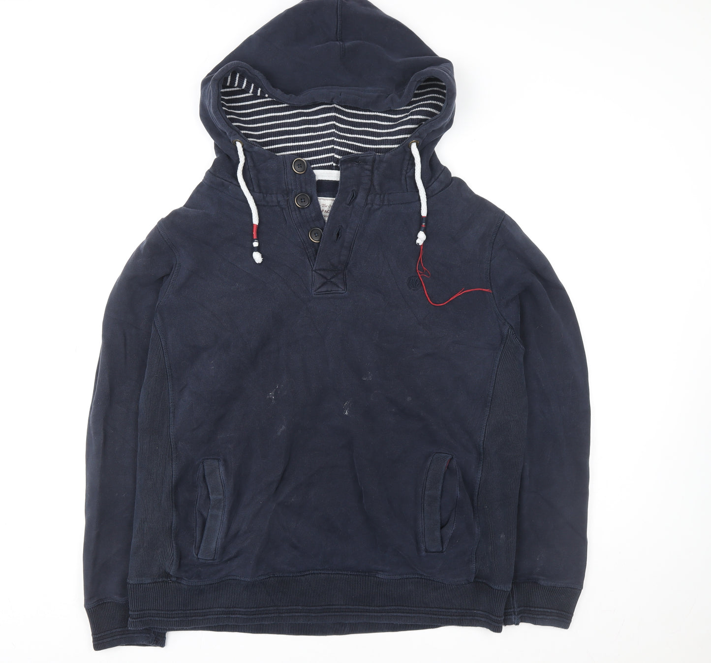 FatFace Navy Cotton Henley Hoodie XL Unisex Adults Casual Hooded Sweatshirt