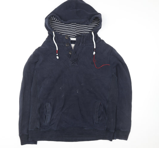 FatFace Navy Cotton Henley Hoodie XL Unisex Adults Casual Hooded Sweatshirt