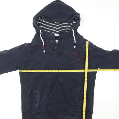 FatFace Navy Cotton Henley Hoodie XL Unisex Adults Casual Hooded Sweatshirt