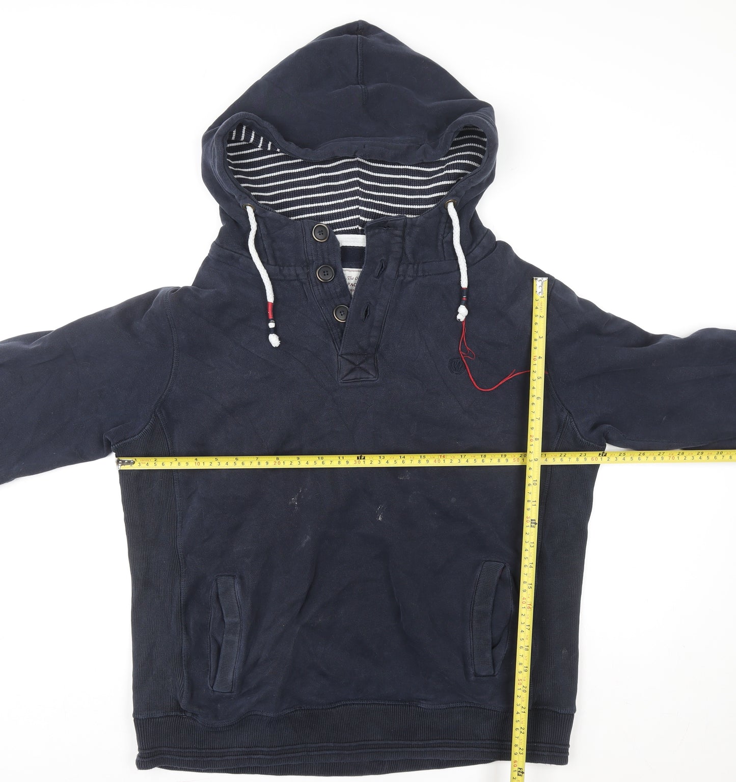 FatFace Navy Cotton Henley Hoodie XL Unisex Adults Casual Hooded Sweatshirt