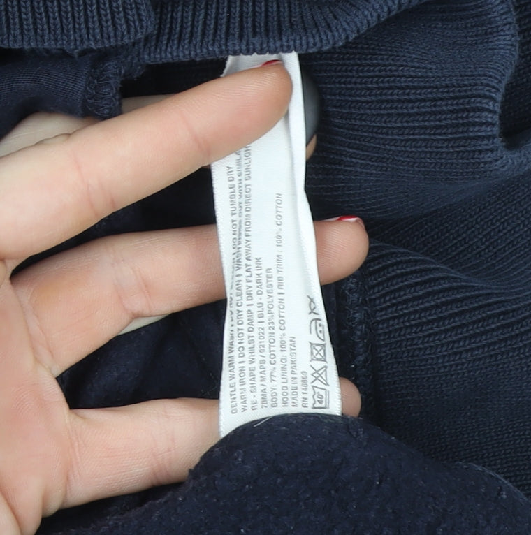 FatFace Navy Cotton Henley Hoodie XL Unisex Adults Casual Hooded Sweatshirt