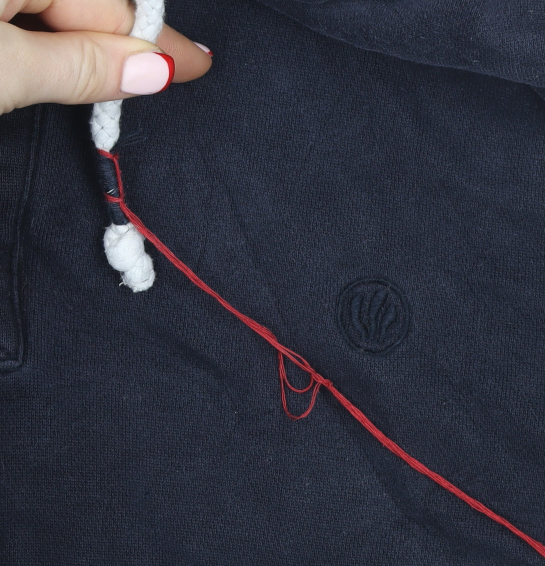 FatFace Navy Cotton Henley Hoodie XL Unisex Adults Casual Hooded Sweatshirt