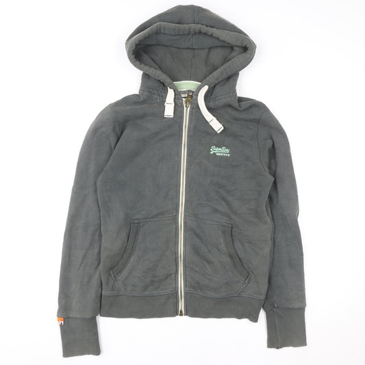 Superdry Men's Grey Full Zip Hoodie Size L Cotton Blend