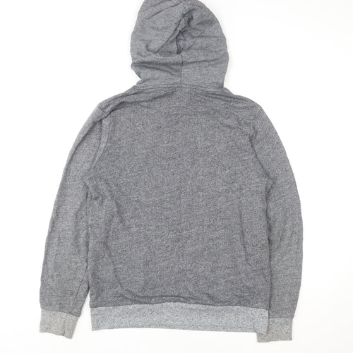 Jack & Jones Mens Grey Pullover Hoodie M Graphic Logo Hooded Sweatshirt