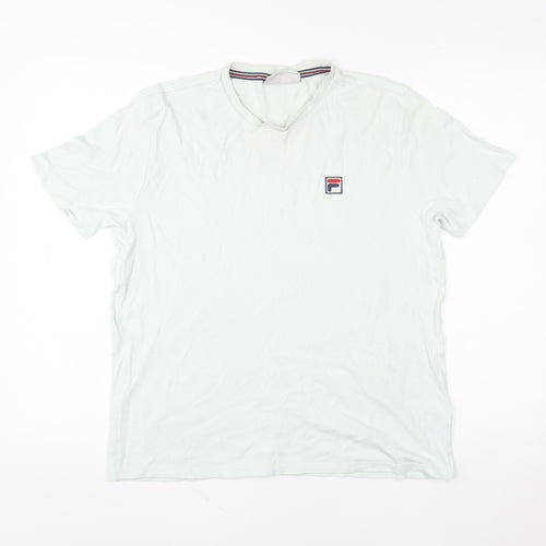 FILA Unisex White Cotton Short Sleeve Basic T-Shirt M