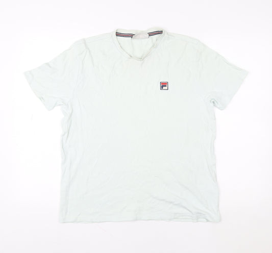 FILA Unisex White Cotton Short Sleeve Basic T-Shirt M
