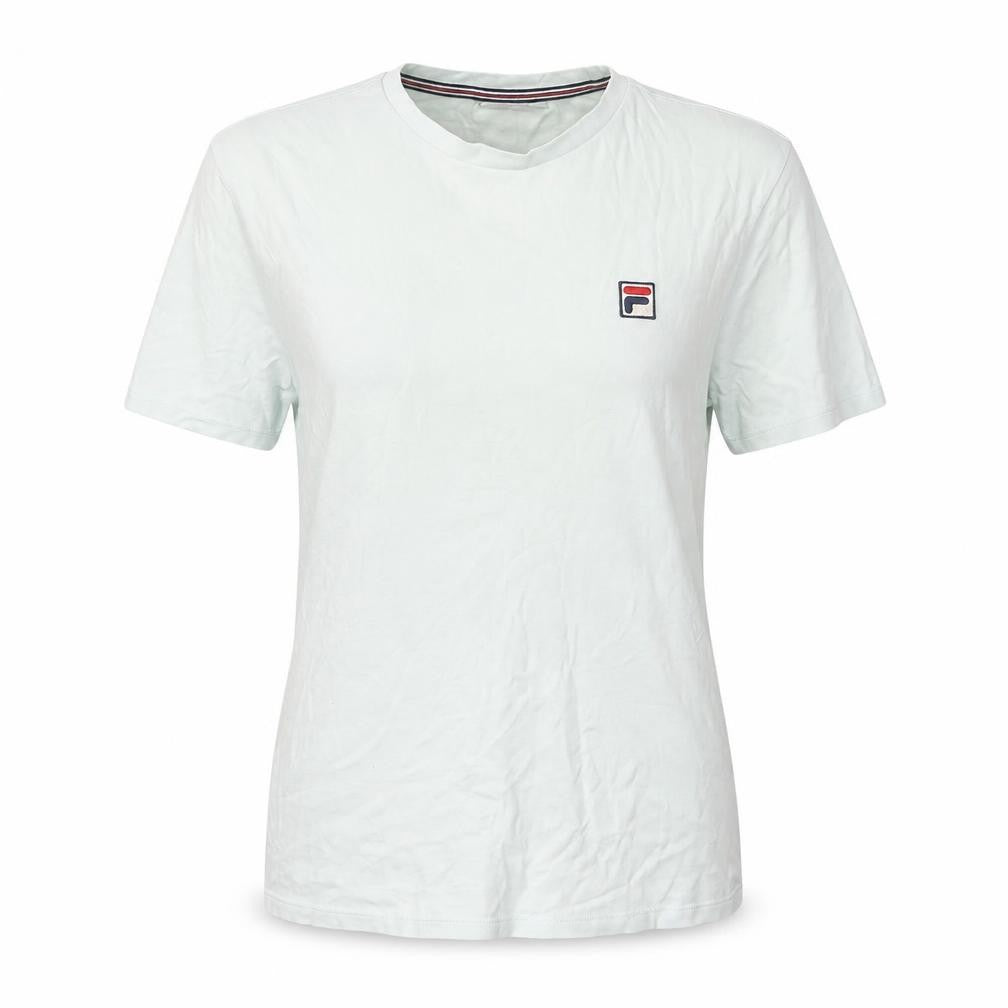 Front view of Fila unisex white cotton short sleeve basic t-shirt m