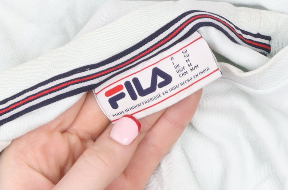 FILA Unisex White Cotton Short Sleeve Basic T-Shirt M