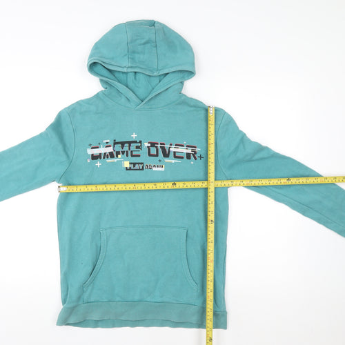 Marks and Spencer Boys Jade Green Pullover Hoodie 13-14 Years Cotton Blend