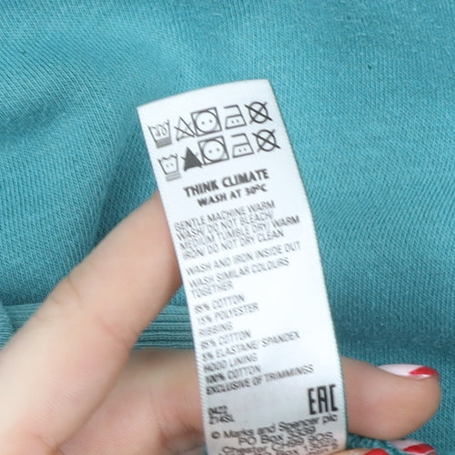 Marks and Spencer Boys Jade Green Pullover Hoodie 13-14 Years Cotton Blend