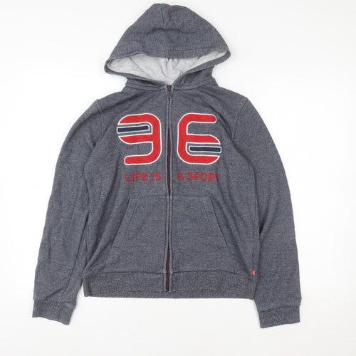 Okaidi Boys Grey Full Zip Hoodie 14 Years Graphic Sport Design