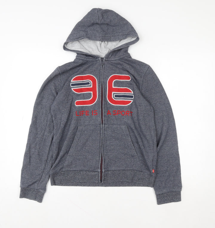 Okaidi Boys Grey Full Zip Hoodie 14 Years Graphic Sport Design