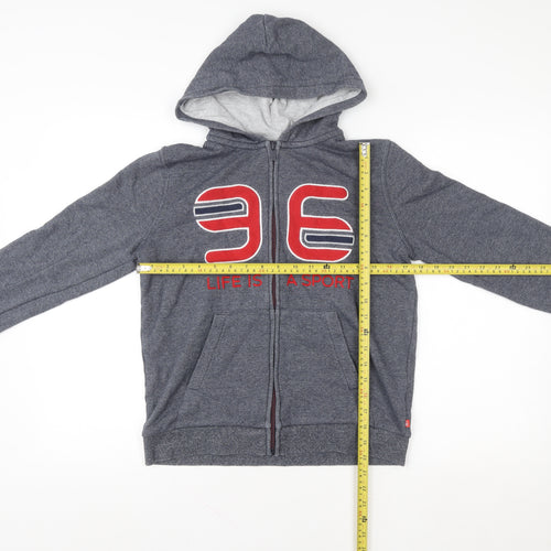 Okaidi Boys Grey Full Zip Hoodie 14 Years Graphic Sport Design