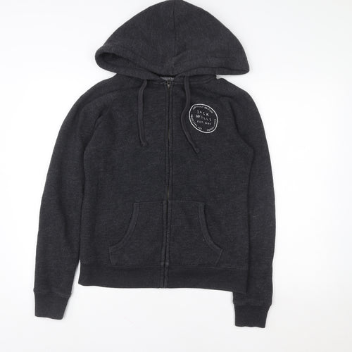 Jack Wills Men's Black Full Zip Hoodie Size M Fleece Lined
