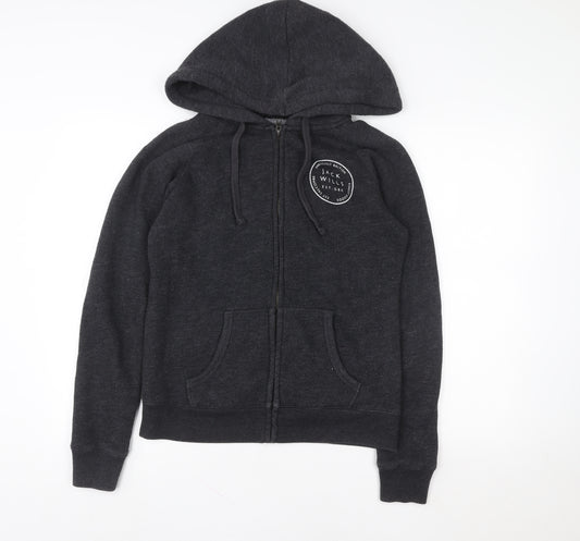 Jack Wills Men's Black Full Zip Hoodie Size M Fleece Lined