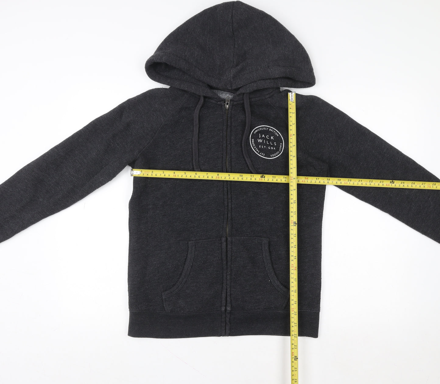 Jack Wills Men's Black Full Zip Hoodie Size M Fleece Lined