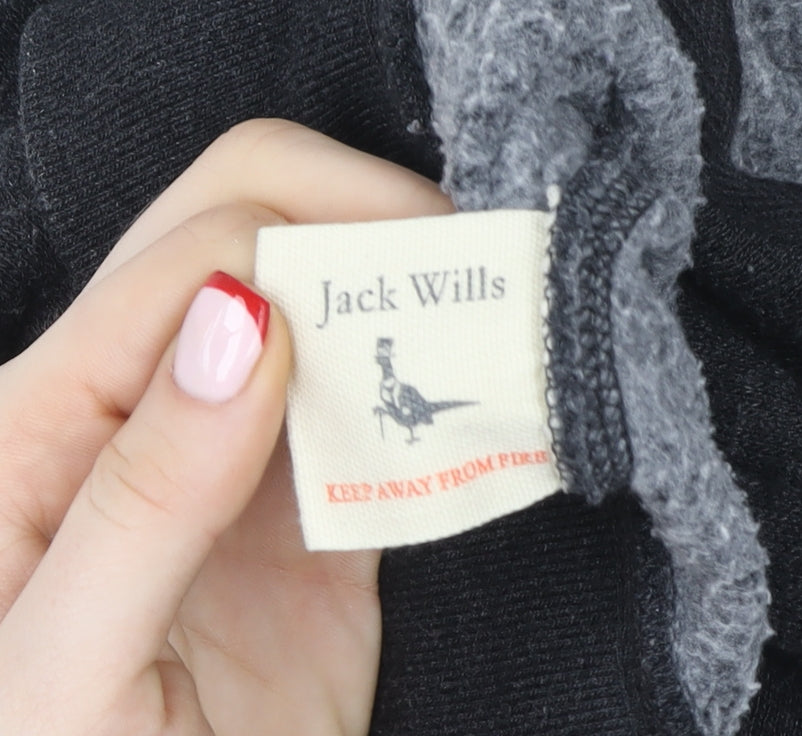 Jack Wills Men's Black Full Zip Hoodie Size M Fleece Lined