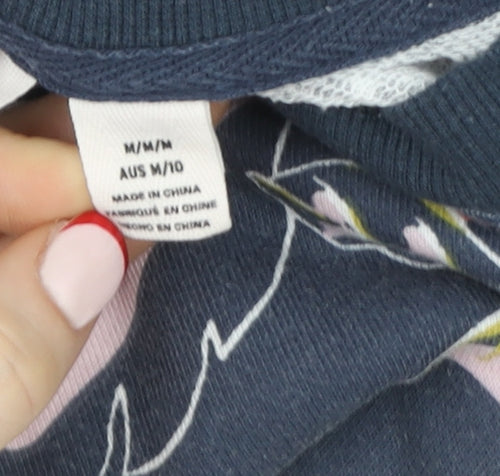 Roxy Women's Blue Floral Pullover Sweatshirt Size M Cotton Blend