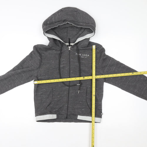 Pink Soda Sport Women's Grey Full Zip Hoodie UK 10 Polyester Cotton Blend