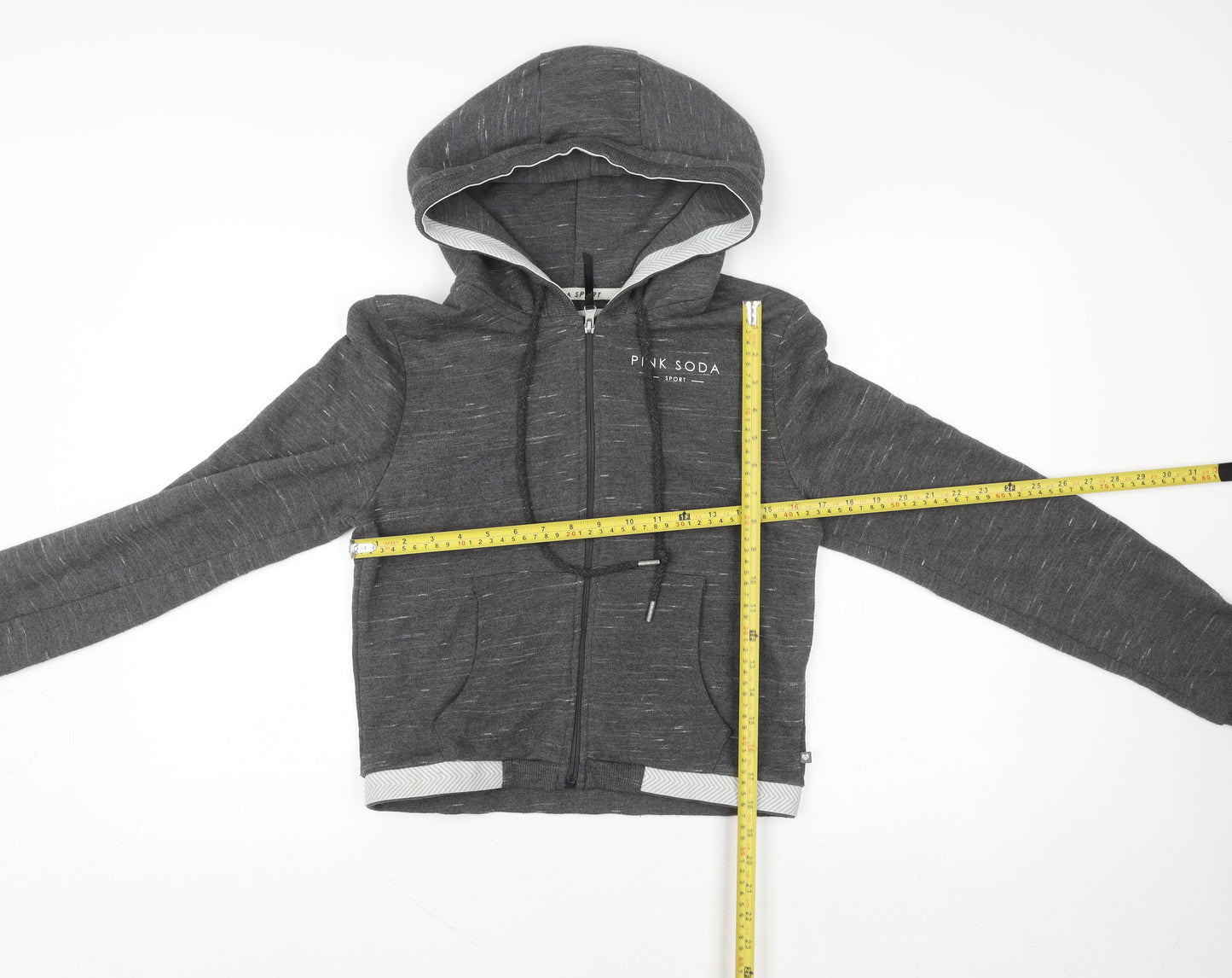 Pink Soda Sport Women's Grey Full Zip Hoodie UK 10 Polyester Cotton Blend