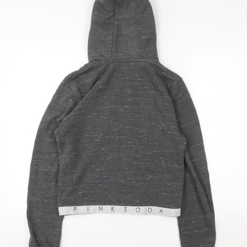 Pink Soda Sport Women's Grey Full Zip Hoodie UK 10 Polyester Cotton Blend