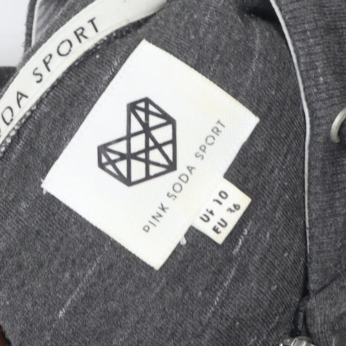 Pink Soda Sport Women's Grey Full Zip Hoodie UK 10 Polyester Cotton Blend