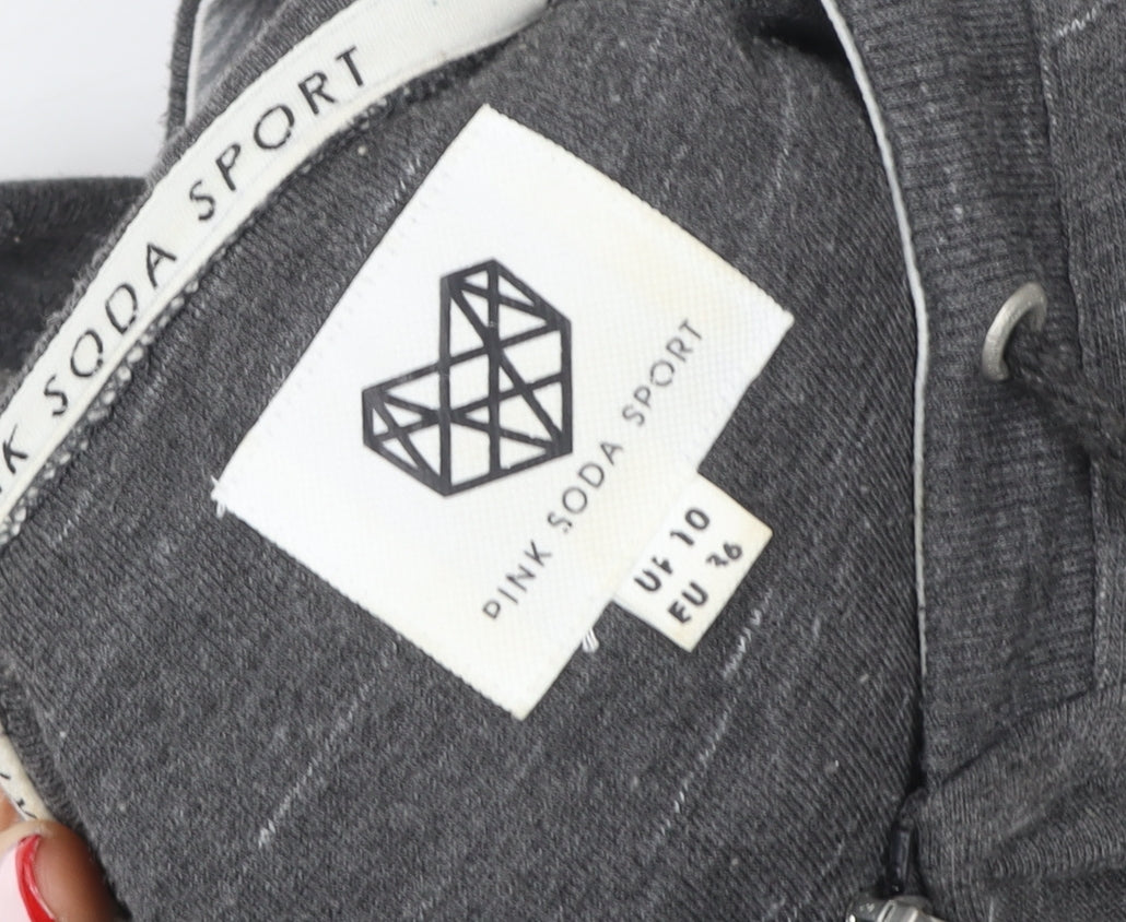 Pink Soda Sport Women's Grey Full Zip Hoodie UK 10 Polyester Cotton Blend