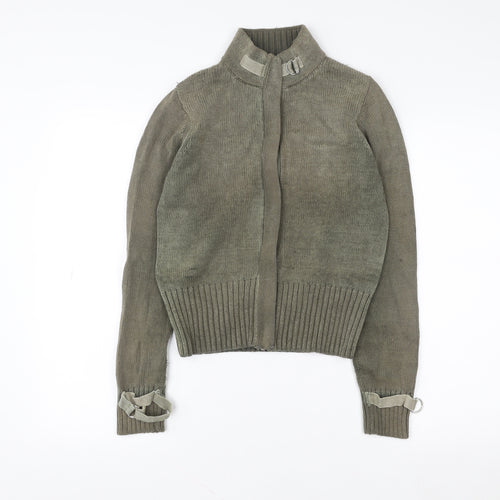 Marks and Spencer Women Green Full Zip Knit Sweatshirt UK 10