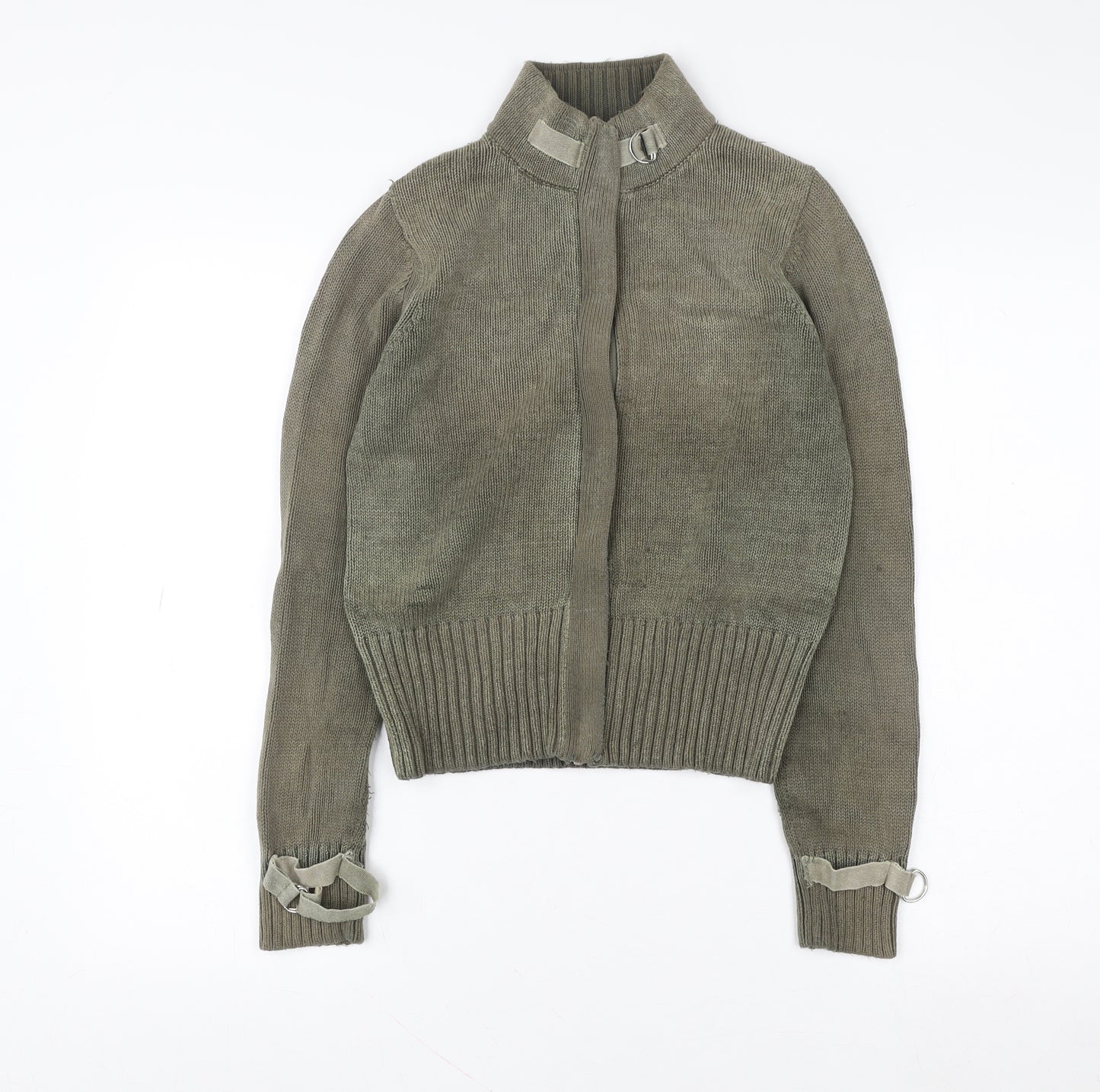 Marks and Spencer Women Green Full Zip Knit Sweatshirt UK 10