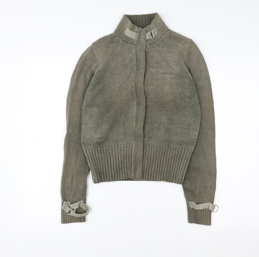 Marks and Spencer Women Green Full Zip Knit Sweatshirt UK 10