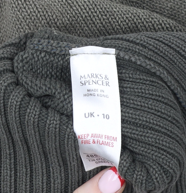 Marks and Spencer Women Green Full Zip Knit Sweatshirt UK 10