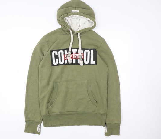 Plus Eighteen Men's Green Pullover Hoodie L Graphic Print Cotton Blend