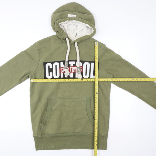 Plus Eighteen Men's Green Pullover Hoodie L Graphic Print Cotton Blend