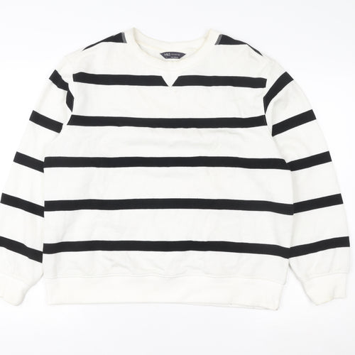 Marks and Spencer Womens White Black Striped Sweatshirt Size 12