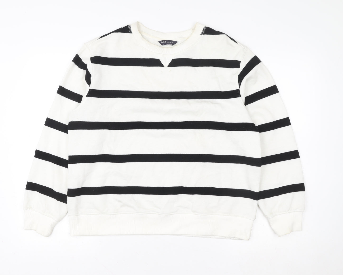 Marks and Spencer Womens White Black Striped Sweatshirt Size 12