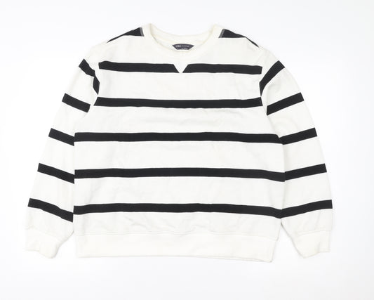 Marks and Spencer Womens White Black Striped Sweatshirt Size 12