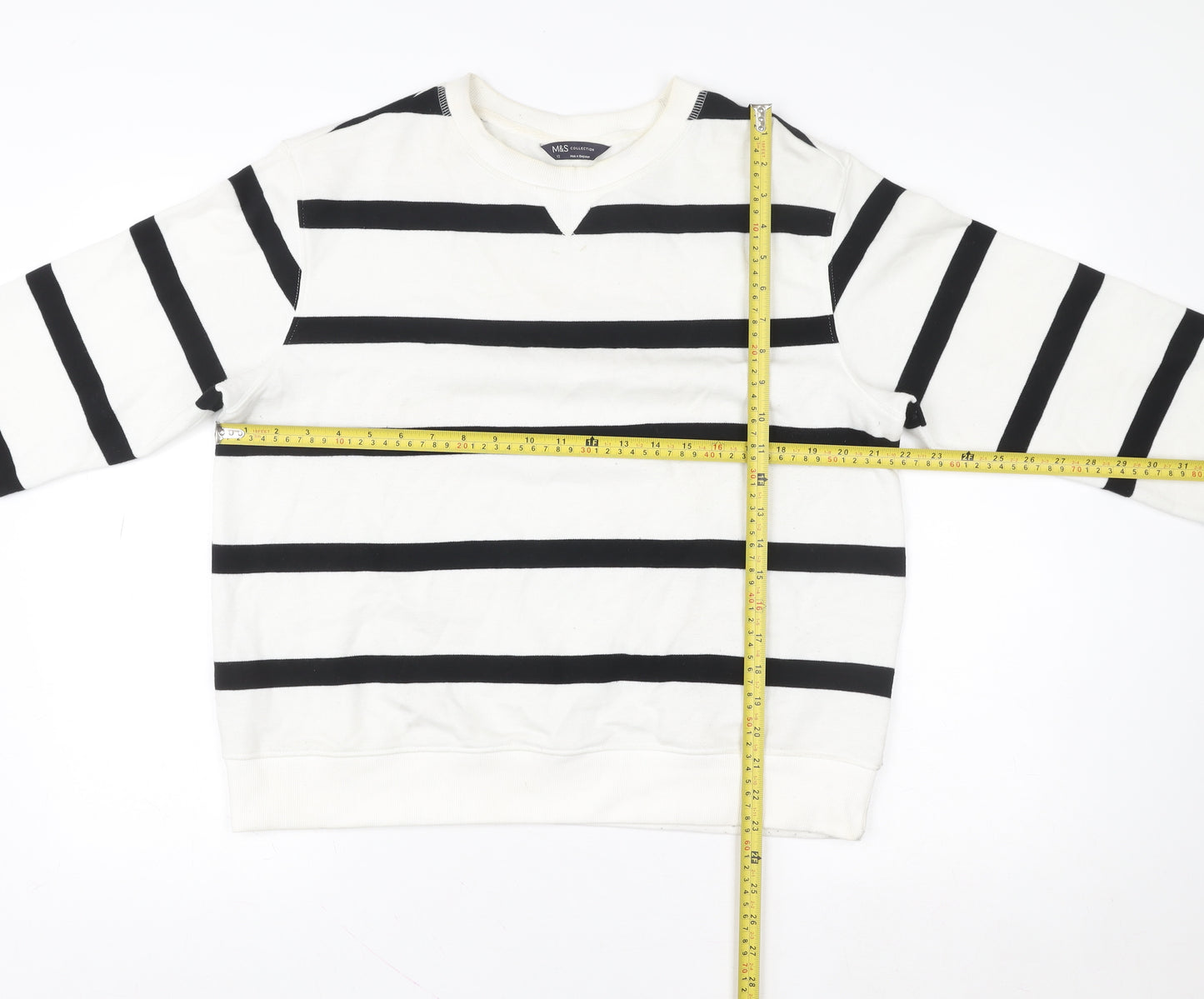 Marks and Spencer Womens White Black Striped Sweatshirt Size 12