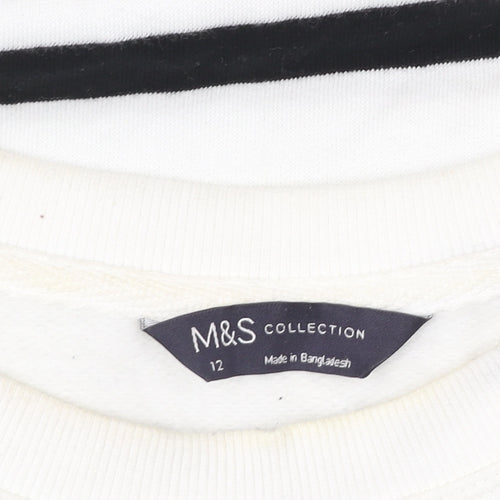 Marks and Spencer Womens White Black Striped Sweatshirt Size 12