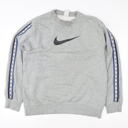 Nike Men's Grey Crew Neck Logo Sweatshirt M Pullover Sportswear