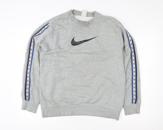 Nike Men's Grey Crew Neck Logo Sweatshirt M Pullover Sportswear
