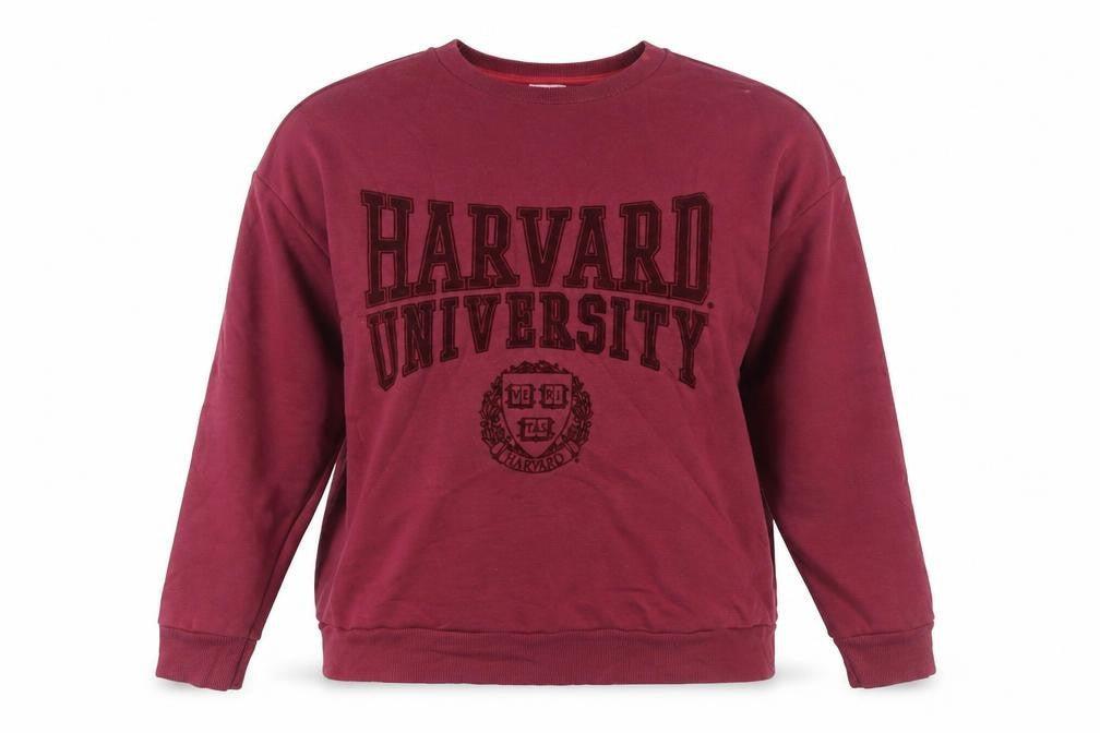 Front view of Harvard University Burgundy Women's XL Pullover Sweatshirt
