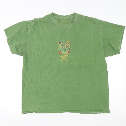 Urban Outfitters Men's Green Peace Graphic Oversized Cotton T-Shirt M
