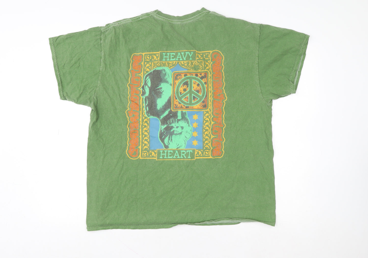 Urban Outfitters Men's Green Peace Graphic Oversized Cotton T-Shirt M