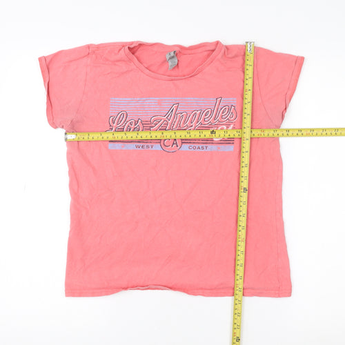 Gildan Women's Pink Los Angeles CA Graphic Cotton T-Shirt Size M
