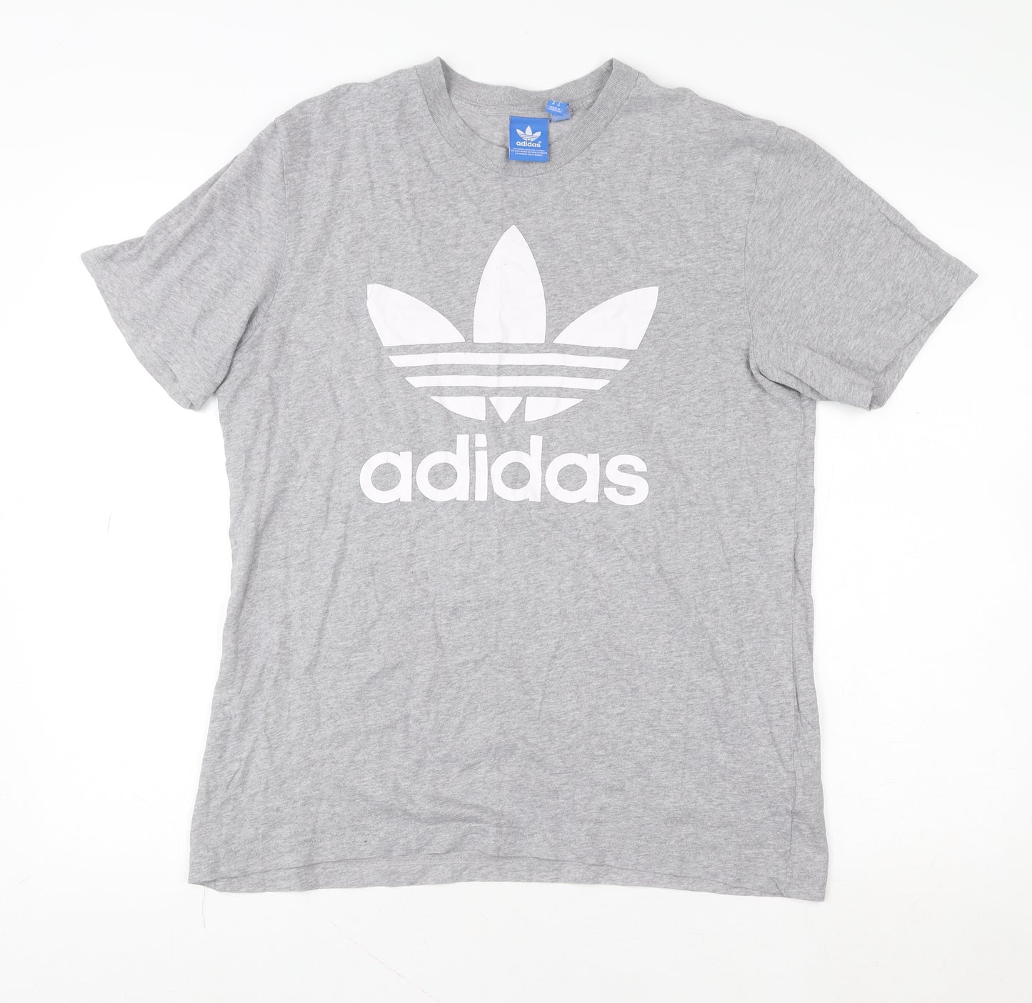 Adidas Men's Grey Trefoil Logo T-Shirt Size M Short Sleeve