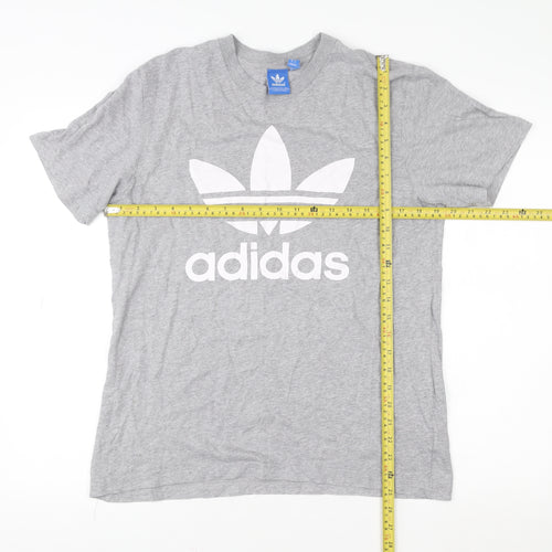Adidas Men's Grey Trefoil Logo T-Shirt Size M Short Sleeve