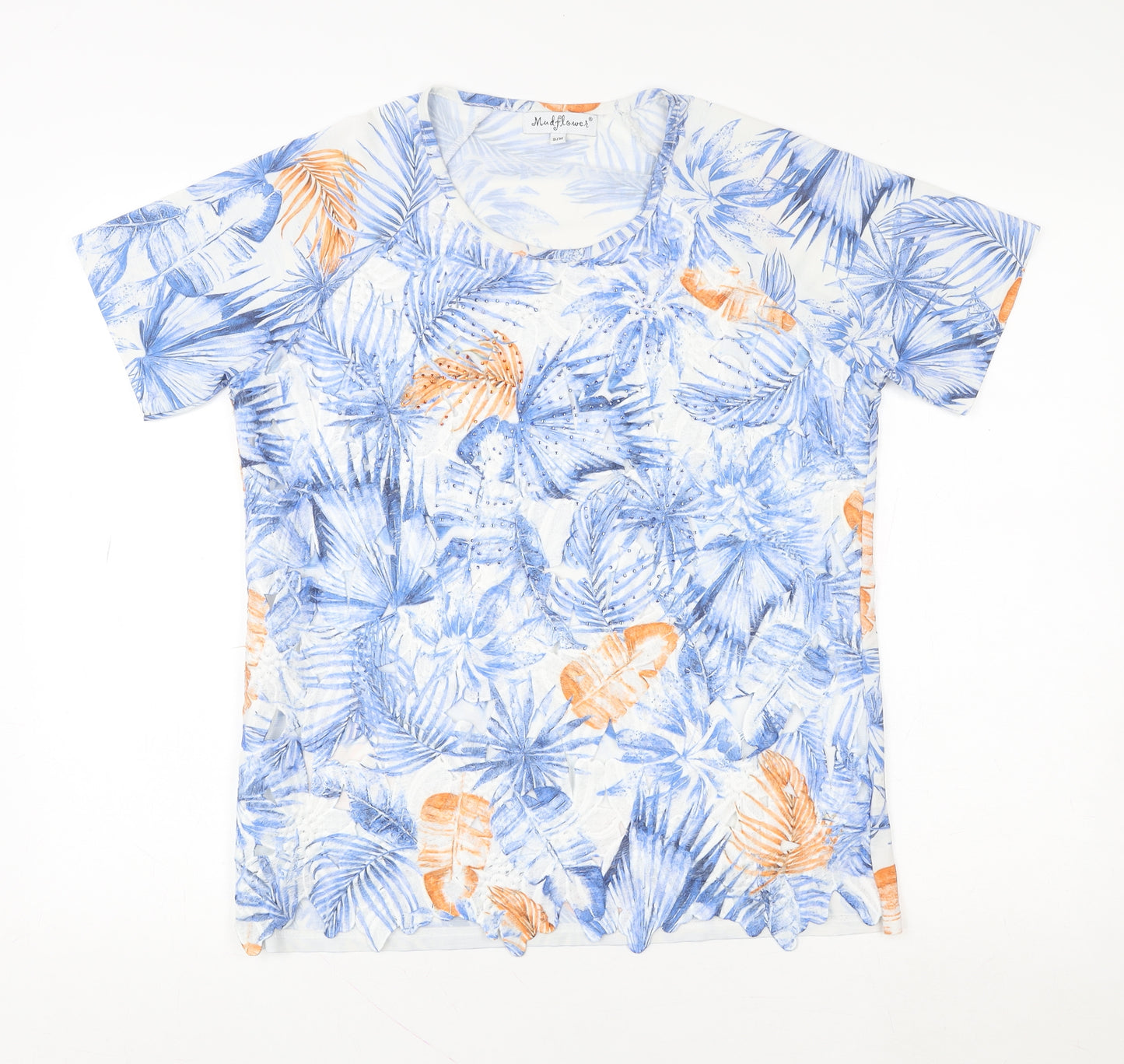 Mudflower Women's Multicoloured Tropical Short Sleeve T-Shirt S