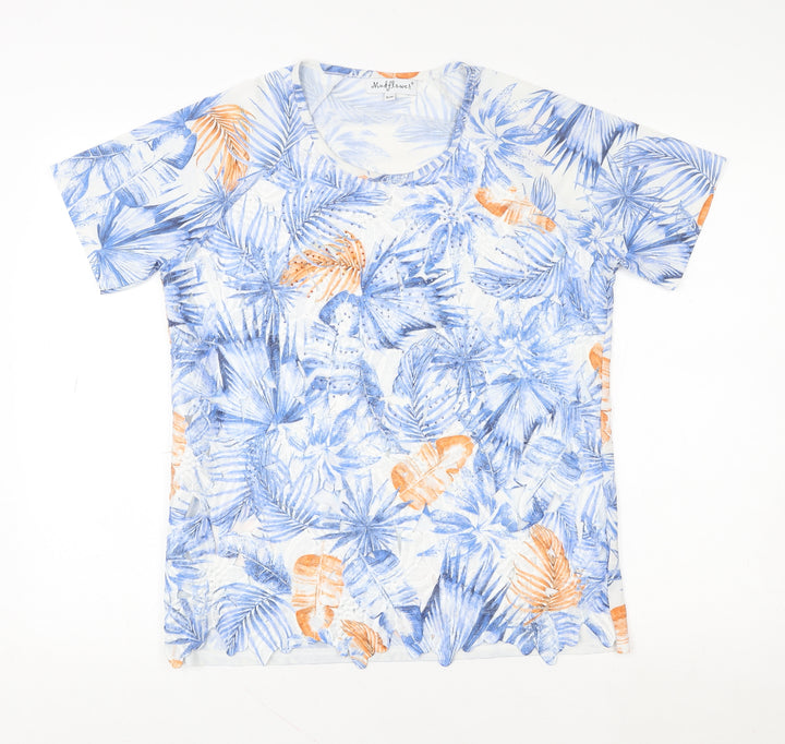 Mudflower Women's Multicoloured Tropical Short Sleeve T-Shirt S